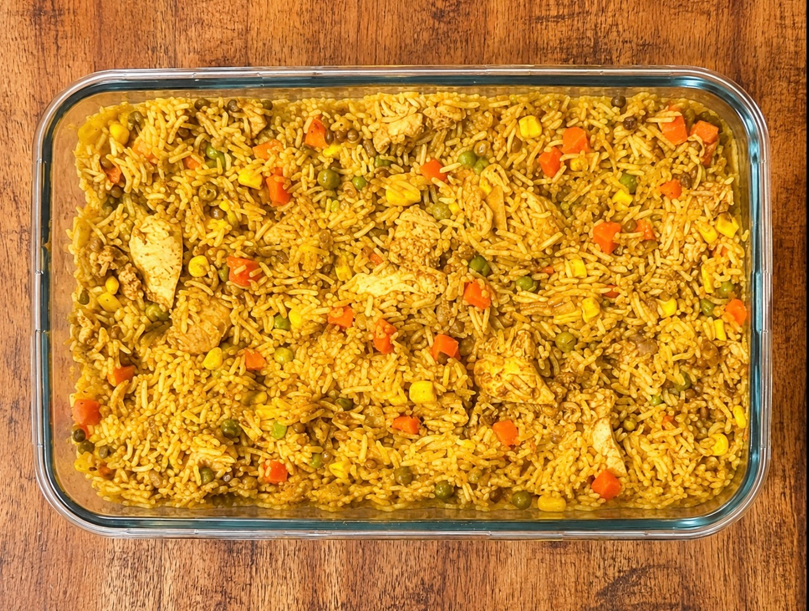 Chicken Biryani Rice and Lentil Bake